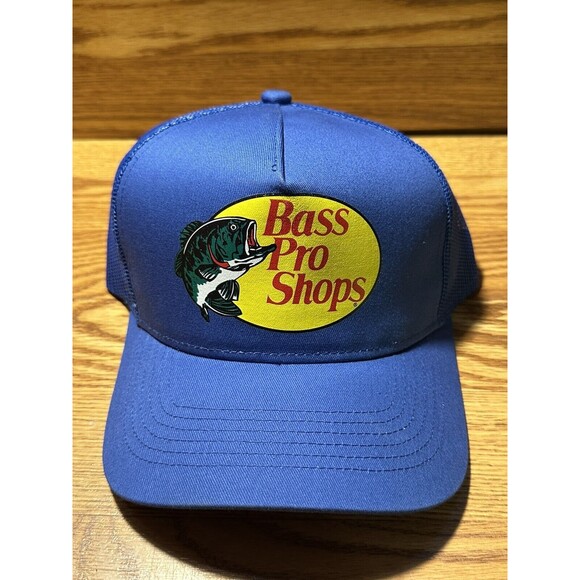 Bass Pro Shops Hat Logo Mesh Fishing Hunting Trucker Cap Mesh Blue Adjustable - Picture 1 of 7